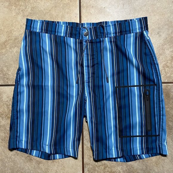 Mack Weldon Other - Mack Weldon Men’s Shorts Size 33 Striped Stretch Beach Drawstring Zipper Pockets